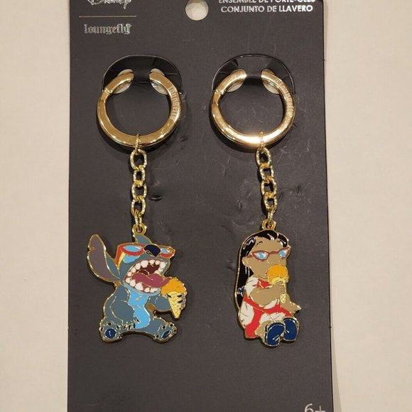 Loungefly Disney Lilo & Stitch Ice Cream Enamel Keychain Set of 2 NEW - Picture 12 of 12